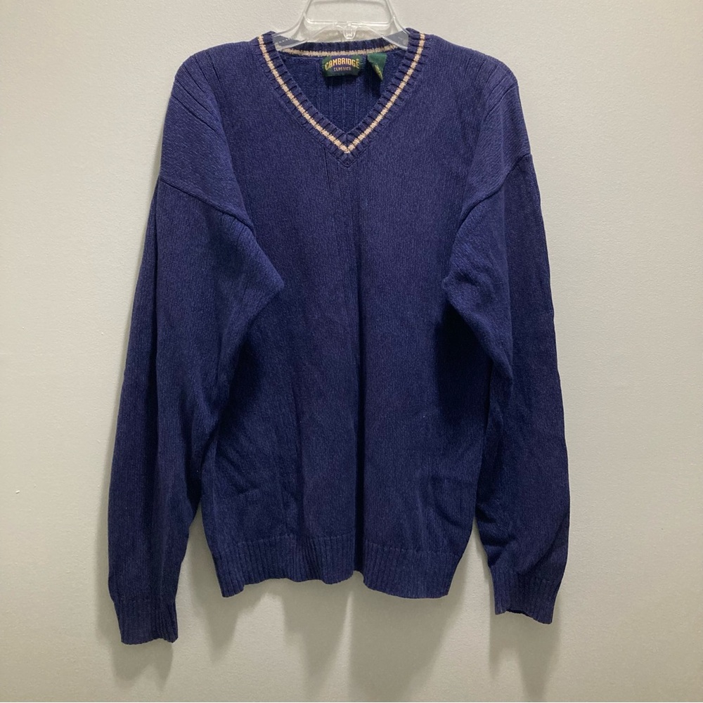 Vintage Cambridge Classics Men’s 100% Cotton V-Neck Knit Sweater